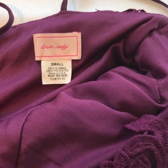 LOVE...ADY Lace Dress S Midi Spaghetti Fit Flare Wine Overlay 2/4 Aqua NWOT 50s - Picture 11 of 14